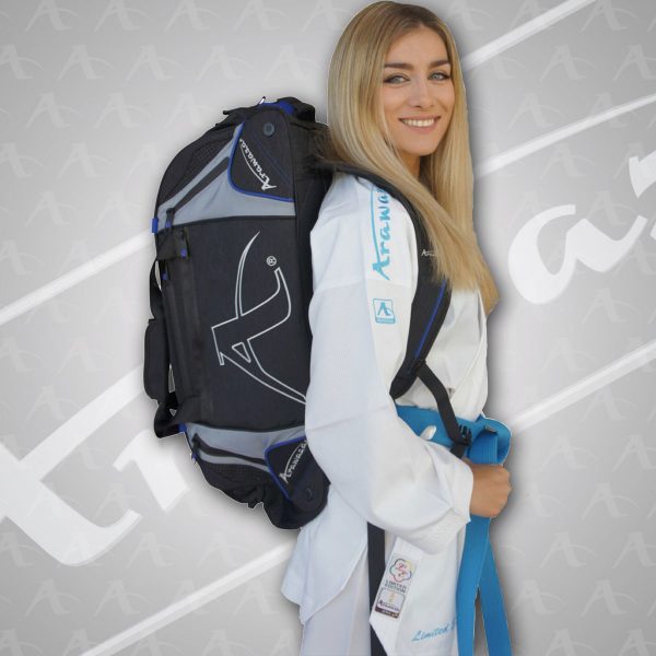 Person wearing Blue Arawaza Technical Sports Backpack